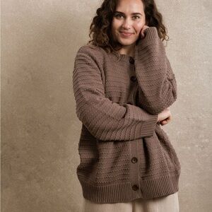 Cumberland Cardigan - Brown - Cozy Textured Button-Front Sweater Cardigan